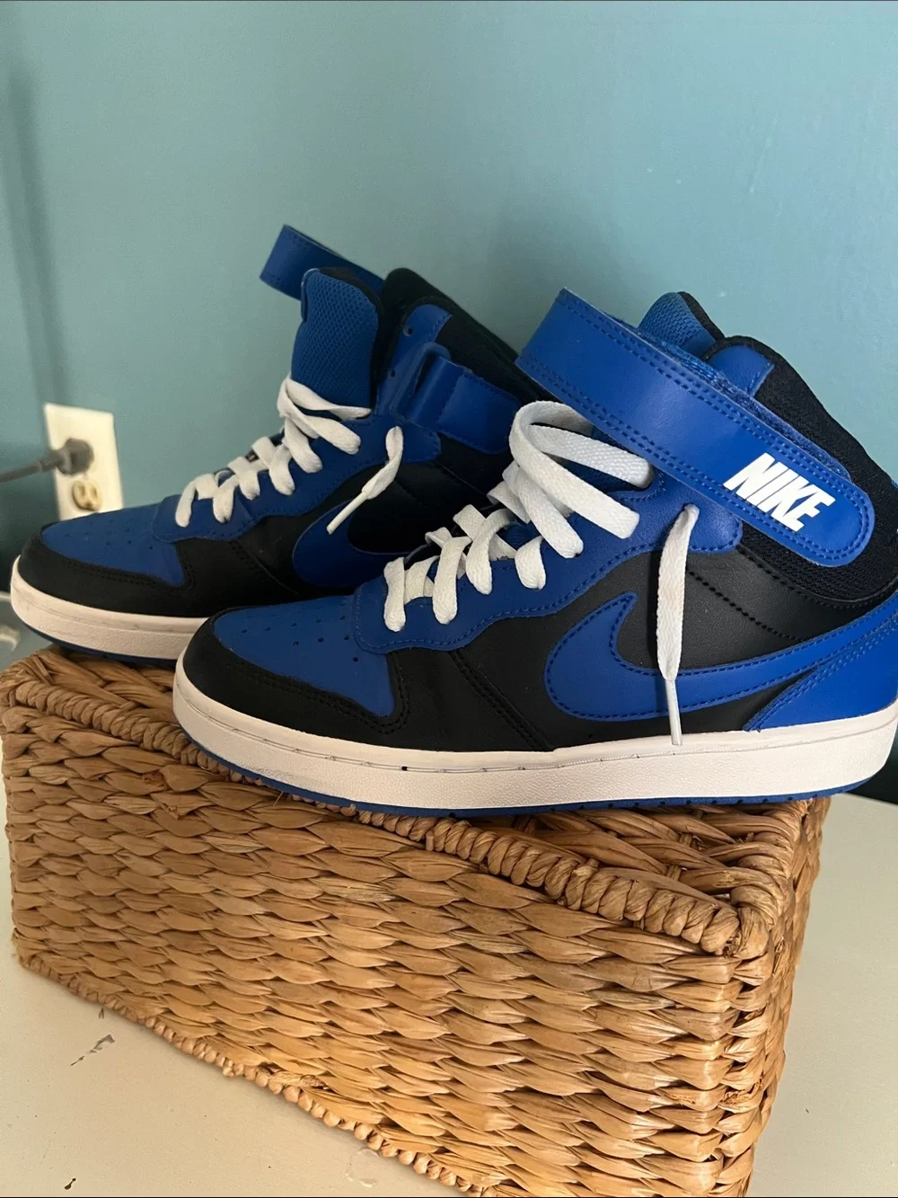 Nike Black & Blue High-Top Sneakers with White Accents